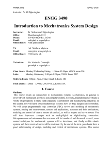 ENGG 3490 Introduction to Mechatronics System Design