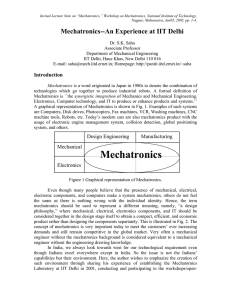 Invited Lecture Note on “Mechatronics,”