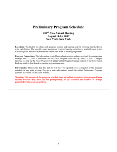 Preliminary Program Schedule - American Sociological Association