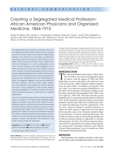 African American Physicians and Organized Medicine, 1846-1910