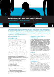 Workplace prevention of mental health problems GUIDELINES FOR