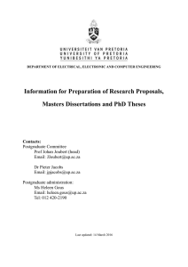 Information for Preparation of Research Proposals, Masters