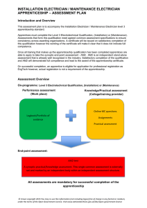 Assessment plan for an installation electrician/maintenance