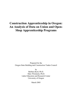 Construction Apprenticeship in Oregon: An Analysis of Data