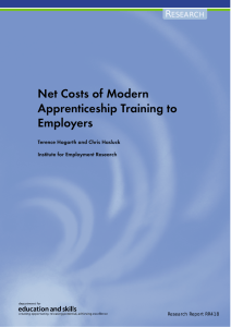 Net Costs of Modern Apprenticeship Training to Employers