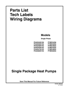 Parts List Tech Labels Wiring Diagrams Single Package Heat Pumps