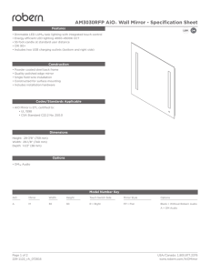 AM3030RFP AiO ® Wall Mirror - Specification Sheet