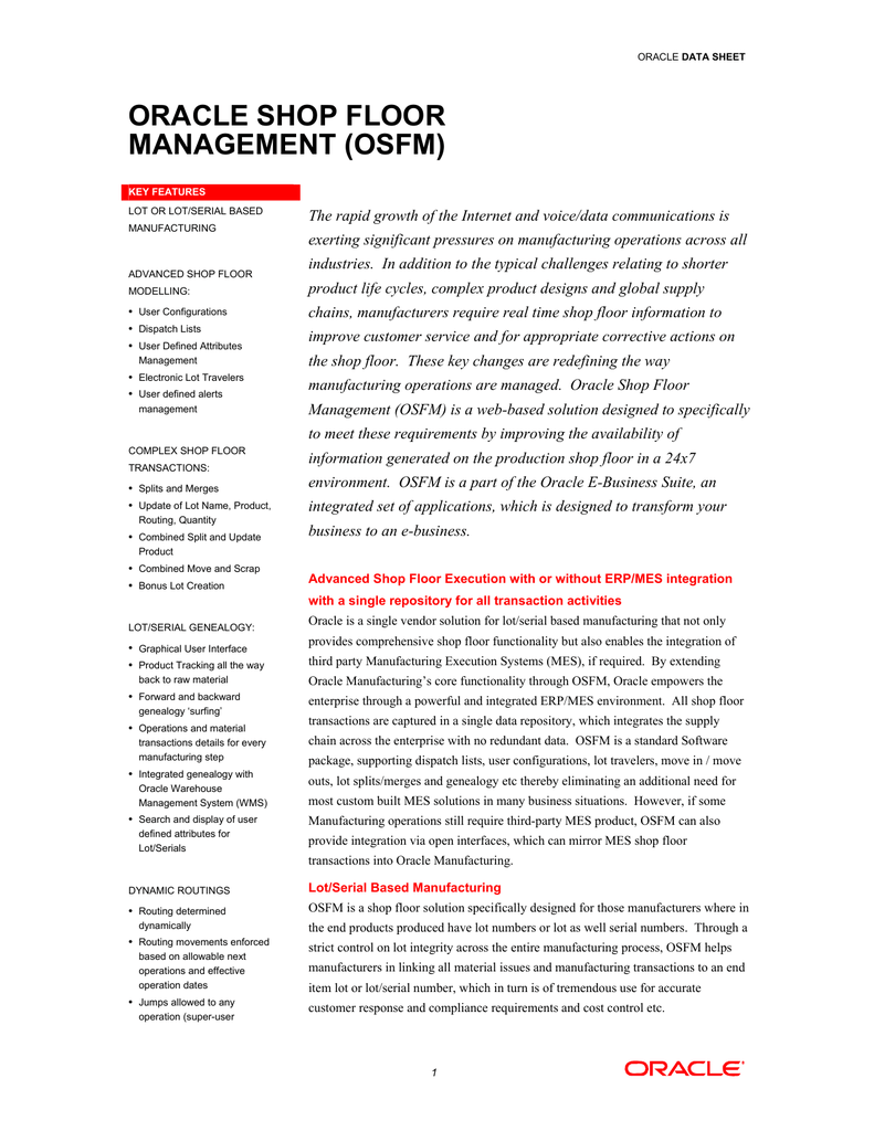 Oracle Shop Floor Management Osfm