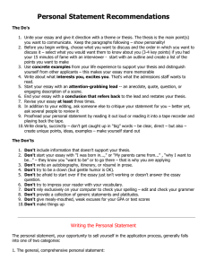 Personal Statement Recommendations