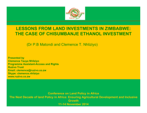 lessons from land investments in zimbabwe: the case of