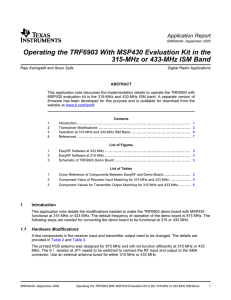 Operating the TRF6903 w/MSP430 Evaluation