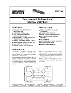 ISO150 Dual, Isolated, Bi-Directional DIGITAL COUPLER