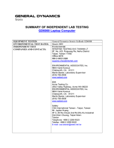 SUMMARY OF INDEPENDENT LAB TESTING GD6000 Laptop