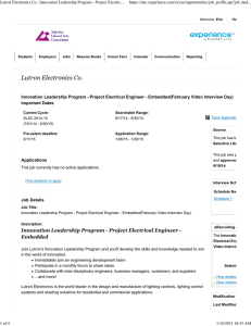 Lutron Electronics Co.: Innovation Leadership Program