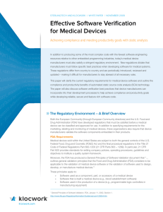Effective Software Verification for Medical Devices