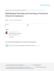 Multilingual Teaching and Learning at Pesantren Schools in Indonesia Bin Tahir S.Z Asian EFL Journal Vol 981