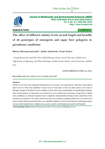 The effect of different salinity levels on leaf length and breadth of 20 genotypes of monogerm and sugar beet polygerm in greenhouse conditions