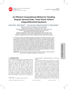 An Efficient Computational Method for Handling Singular Second-Order, Three Points Volterra Integrodifferential Equations