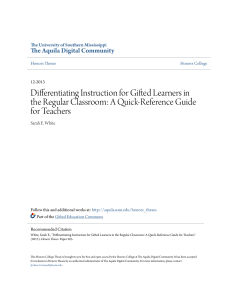 Differentiating Instruction for Gifted Learners in the Regular Cl