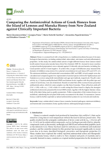 Comparing the Antimicrobial Actions of Greek Honeys from the Island of Lemnos and Manuka Honey from New Zealand against Clinically Important Bacteria