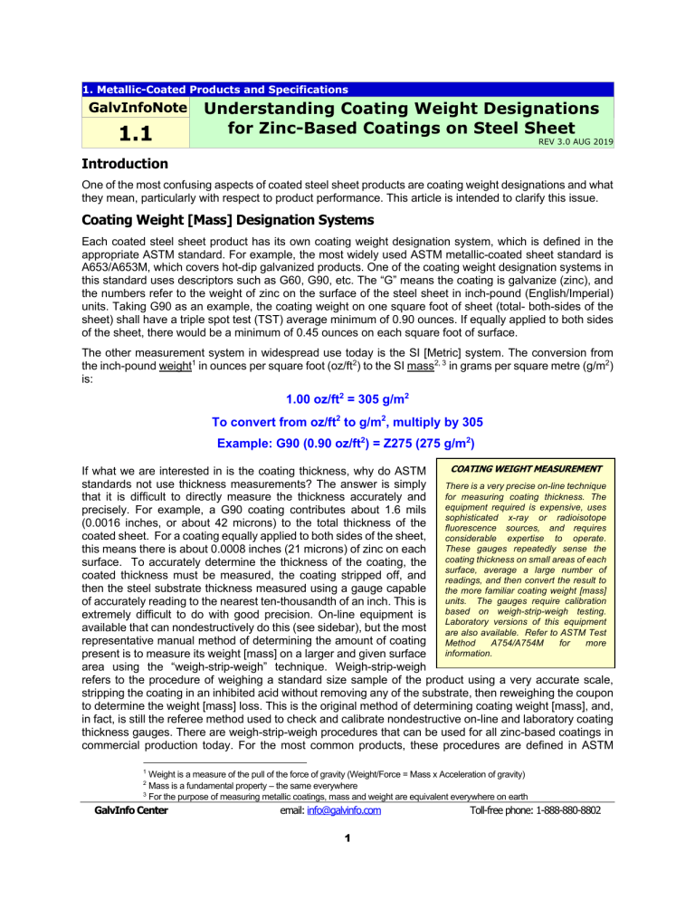 GalvInfoNote 1 1 Understanding Coating Weight Designations for Zinc
