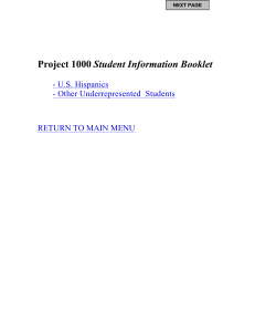 PROJECT 1000 - STUDENT INFORMATION BOOKLET