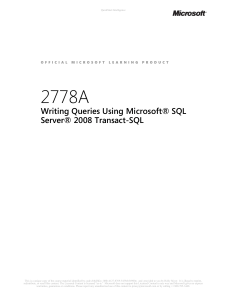 Writing Queries Using Microsoft® SQL Server® 2008 Transact-SQL ( PDFDrive )