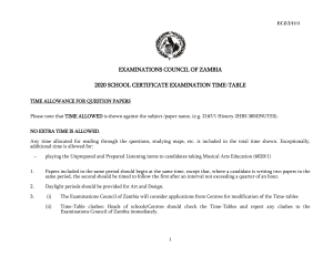 2020 SCHOOL CERTIFICATE EXAMINATION TIME-TABLE