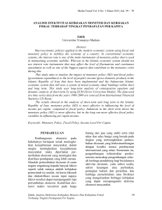 Analisis Kebijakan Moneter & Fiskal Terhadap Pendapatan Per Kapita