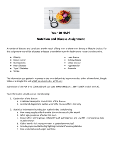 Senior Highschool Nutrition and Disease Assessment Task