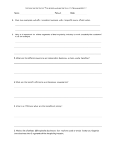 Into to Tourism worksheet 1-2