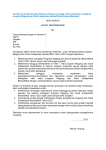 Contoh Surat Rekomendasi Rektor-WaRek-Dekan untuk Mahasiswa Program MSIB