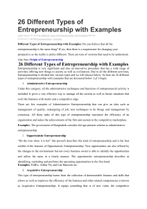 Types of entrepreneurship