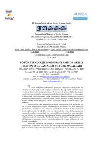 Sözün Teknolojileşmesi Bağlamında Akıllı Telefon Uygulamaları ve Türk Masalları /  Smartphone Applications and Turkish Folktales in the Context of the Technologizing of the Word