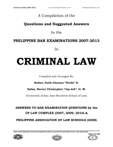 pdfcoffee.com 2007-2013-criminal-law-philippine-bar-examination-questions-and-suggested-answers-jayarhsalsamprollan-pdf-free