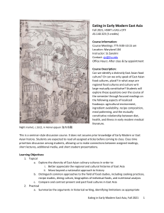 Johns Hopkins University Syllabus - Eating in Early Modern East Asia 2021.08.31