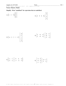 Notes Matrix Multiplication