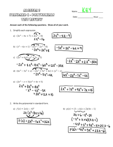 Algebra 3 Polynomials Test Review