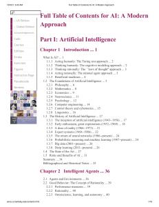 Full Table of Contents for AI  A Modern Approach