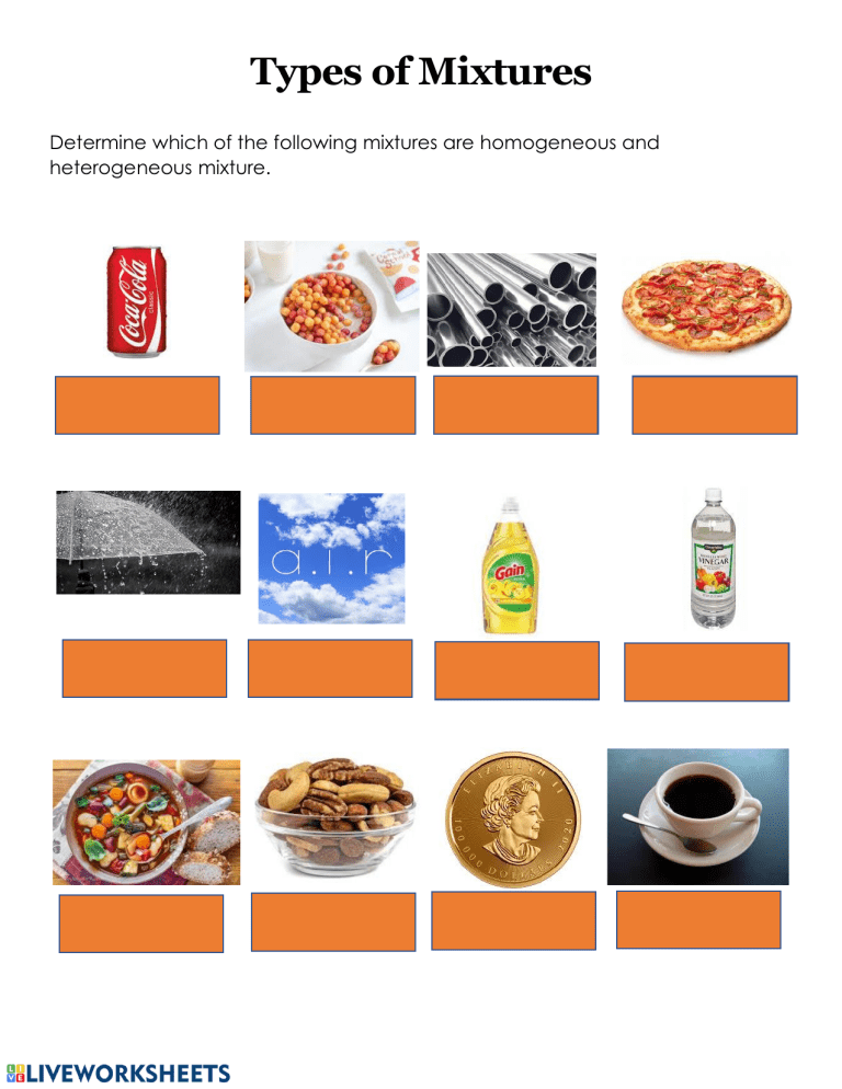 Mixtures Worksheet For Grade 7