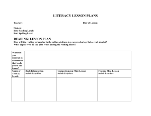 Lesson Plan Template ELE ED 3339 Online Literacy Clinic
