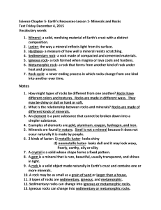 Minerals & Rocks Notes