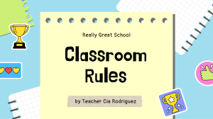 Blue Playful Class Room Rules Presentation 