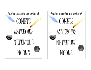 Comets, asteroids and meteors