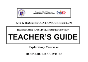 Teachers Guide HOUSEHOLD SERVICES