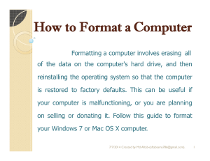 Formatting your Computer