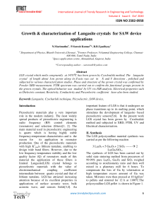 Growth & Characterization Of Langasite Crystals For SAW Device Applications