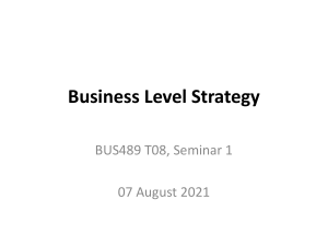 Session 1 - Business level strategy
