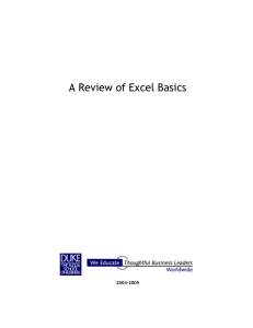A Review of Excel Basics