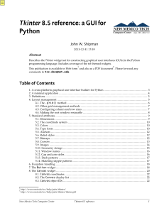 Tkinter 8.5 Reference: Python GUI with Tk Widgets